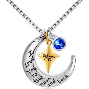 Mom Necklace for Women Mom I Love You to The Moon and Back Moon Star Pendant Nec